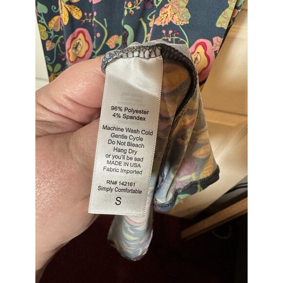 LuLaRoe Maxi Pull-on Skirt Size S Womans Navy Floral Stretch Knit Elastic Waist - Picture 4 of 6